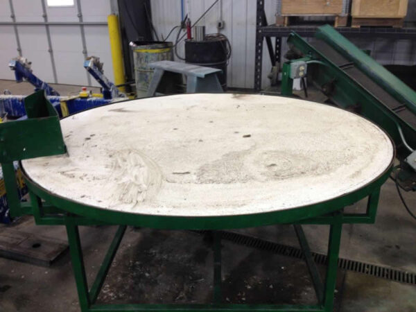 Rotary Table with Infeed Conveyor for Positioning Poly Bags